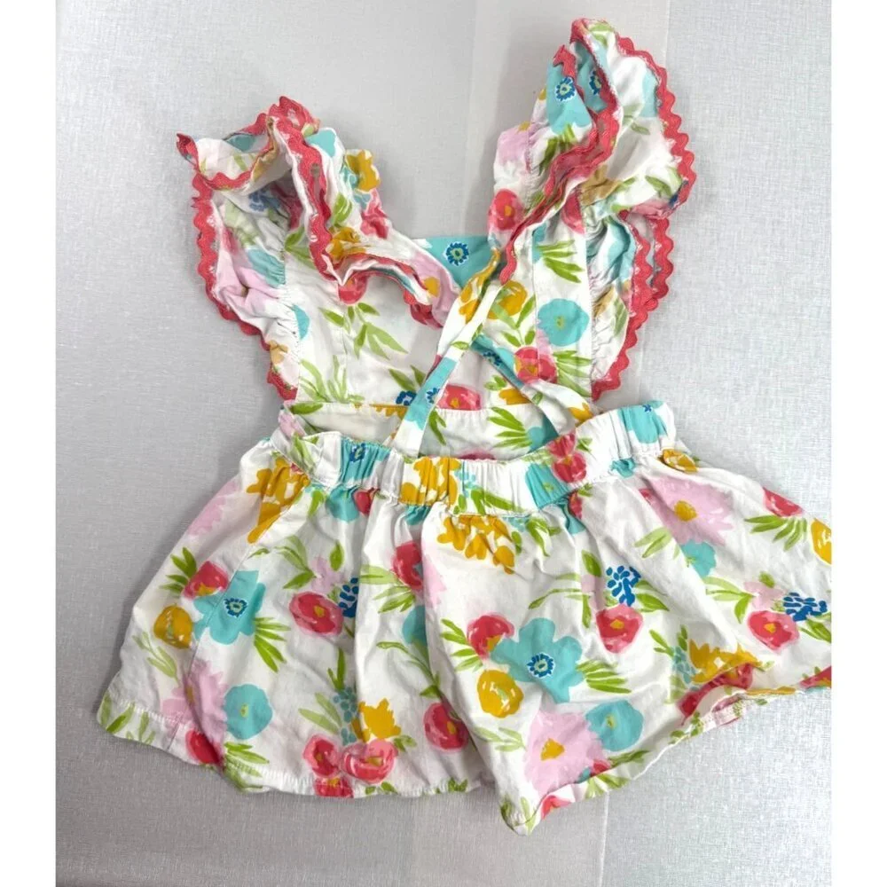 Sage and Lilly Girls Toddler Floral Print Apron Dress Size 3T 100% Cotton